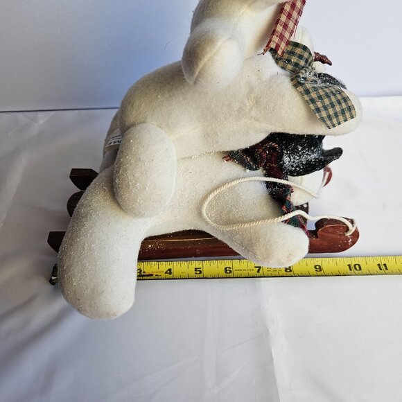 3 Snowmen on Sled Country Primitive Winter Decor Rustic Christmas Figurine - Picture 5 of 7